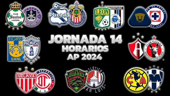 Horarios de la Jornada 14 del Apertura 2024 de la Liga MX