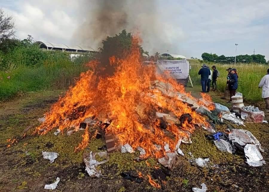 incineración de drogas autoridades federales