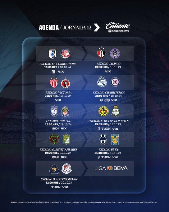 listos los partidos de la Jornada 12 del Apertura 2024 de la Liga MX