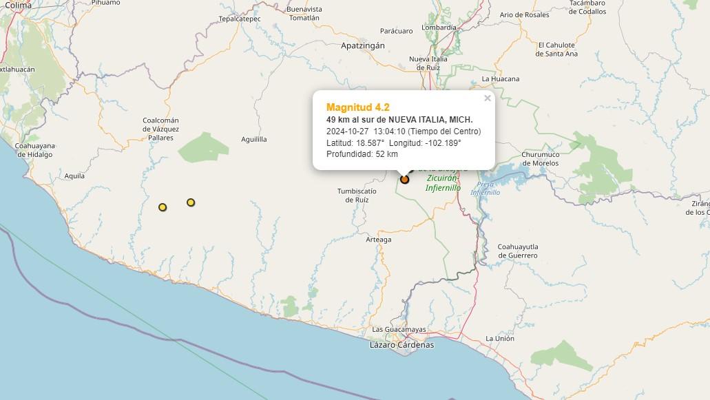 Sismo de Magnitud 4.4 Reportado en Nueva Italia, Michoacán