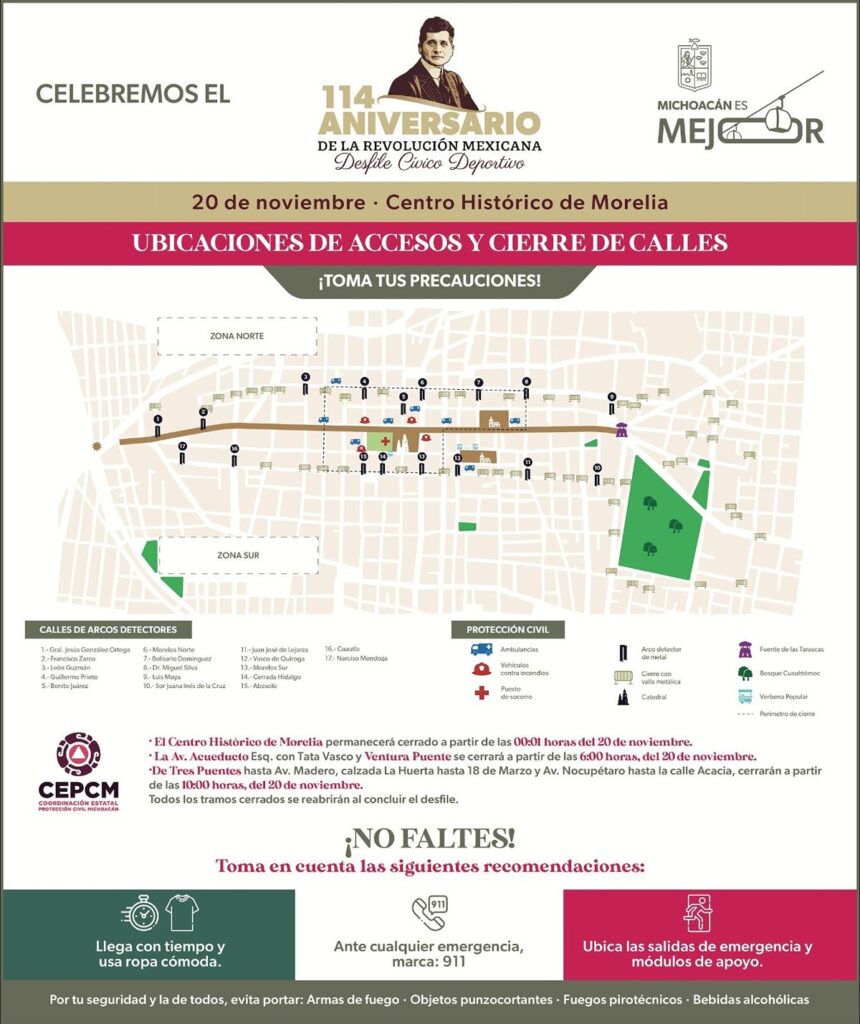 desfile de la Revolución Mexicana en Morelia-acceso