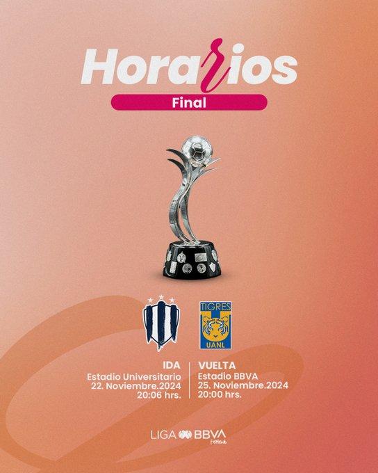 Final Liga MX Femenil Rayadas vs Tigres-horarios