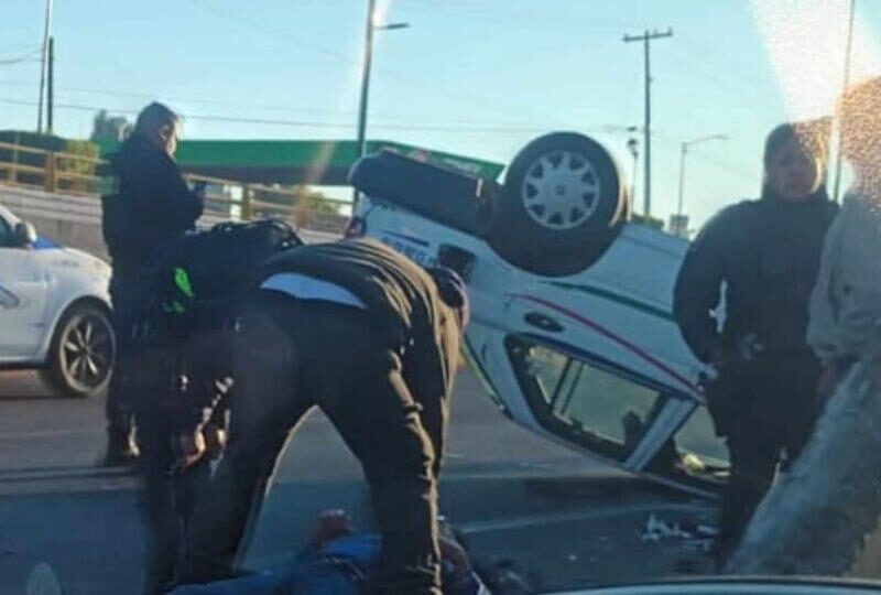 Accidente en el libramiento norte de Morelia: Taxista se voltea