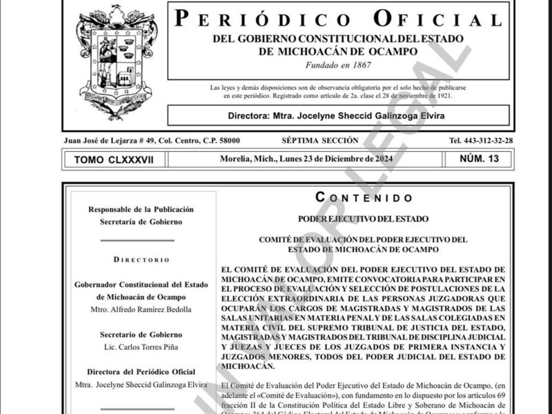 convocatoria magistrados jueces Poder Judicial Michoacán