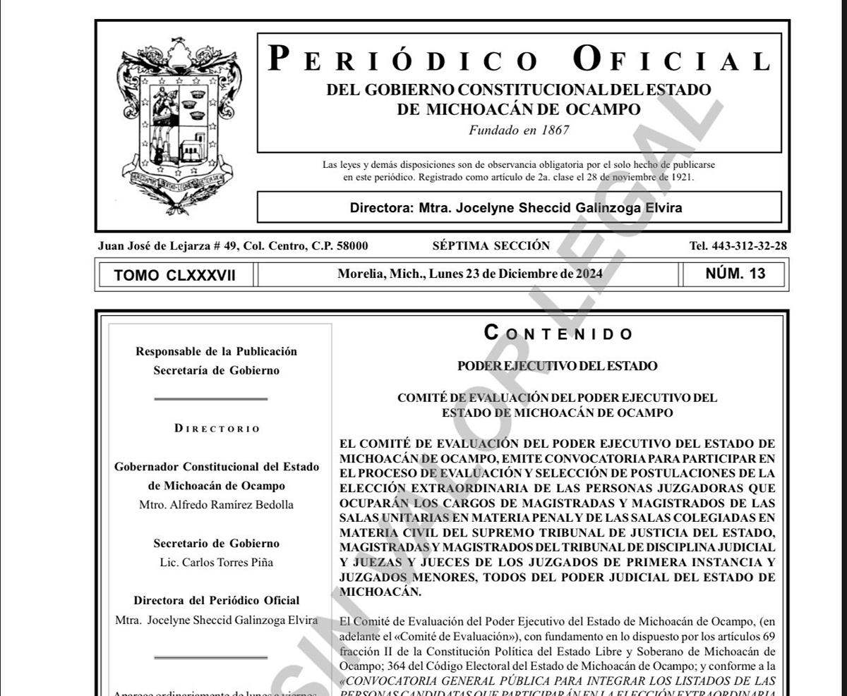 convocatoria magistrados jueces Poder Judicial Michoacán