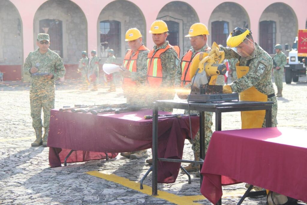 Ejército Mexicano realiza ceremonia de destrucción de armas de fuego