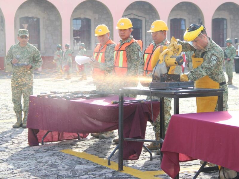 Ejército Mexicano realiza ceremonia de destrucción de armas de fuego