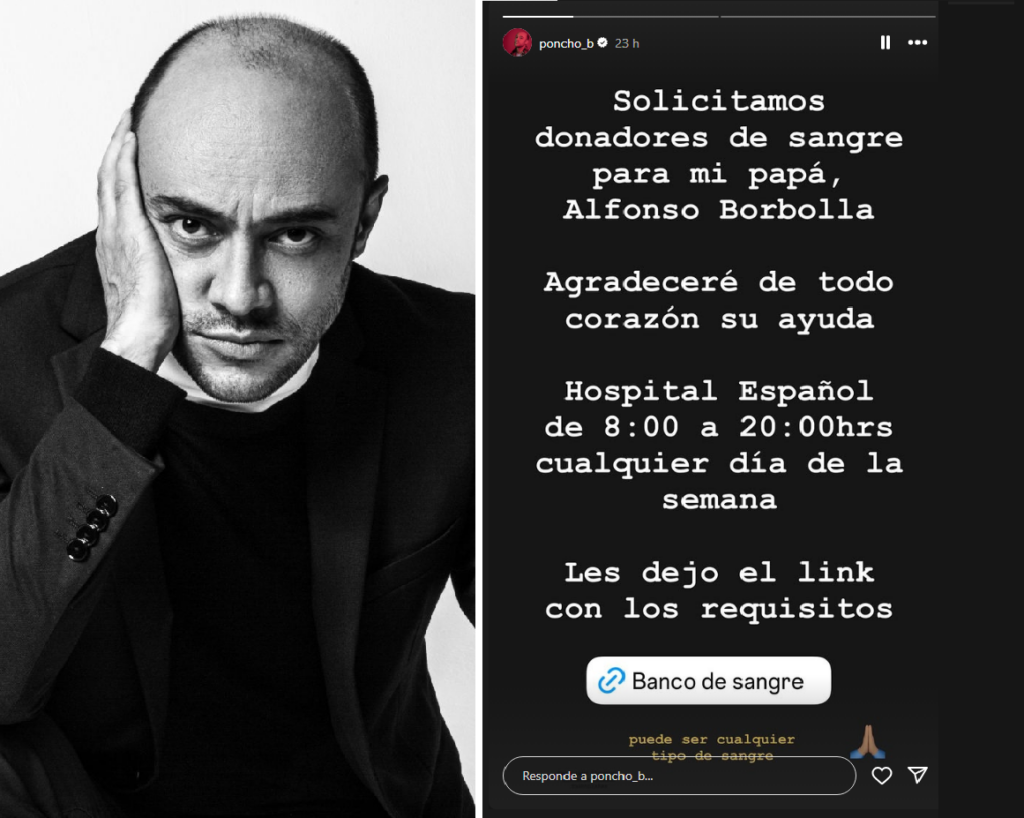 El comediante Alfonso Borbolla pide donadores de sangre para su padre