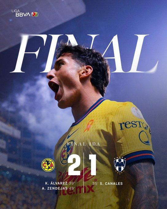 Las Águilas del América vuelan en el Cuauhtémoc vecen a Rayados-marcador final ida