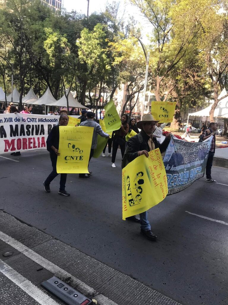 se mantienen manifestaciones de la CNTE Michoacán en CDMX