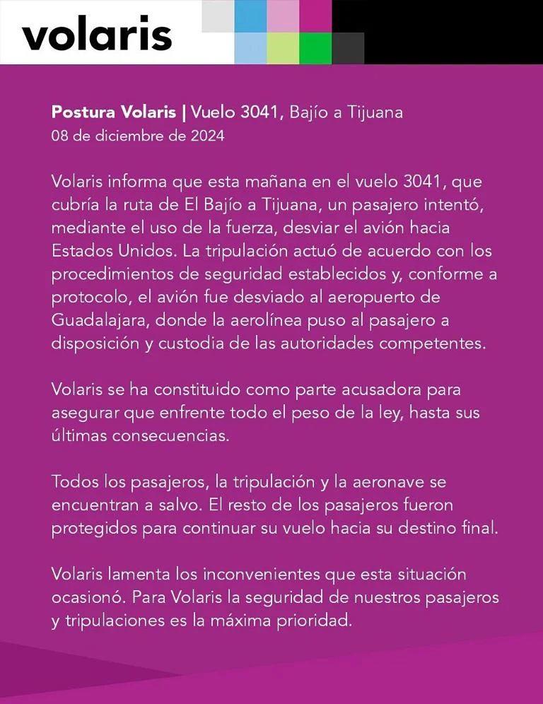 volaris confirmo intenta secuestro de vuelo para desviarlo a EU