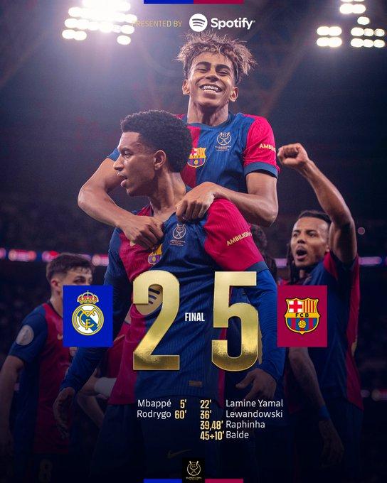 Barcelona le pega un baile al Real Madrid y conquista la Supercopa de España2