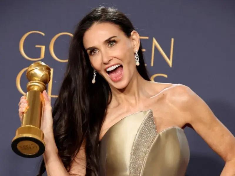 La emotiva reacción de la familia de Demi Moore al ganar su primer Globo de Oro