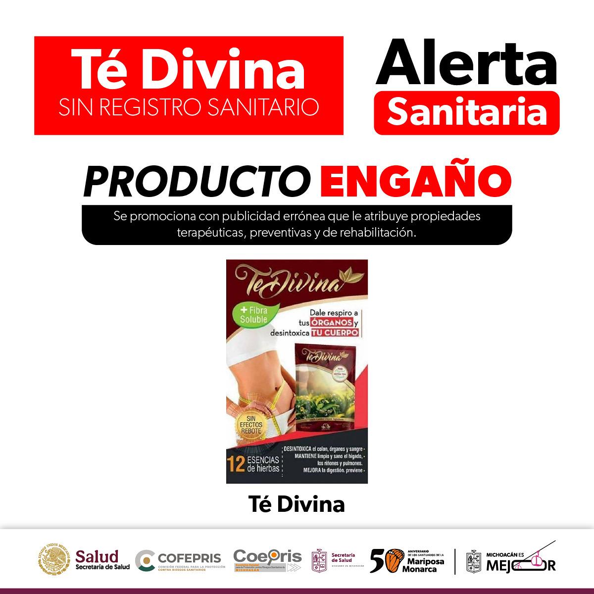 alerta comercialización de Té Divina SSM