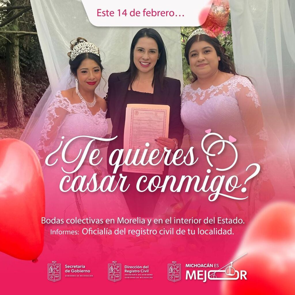 bodas colectivas Michoacán: Estos son los requisitos para casarte el 14 de febrero-1