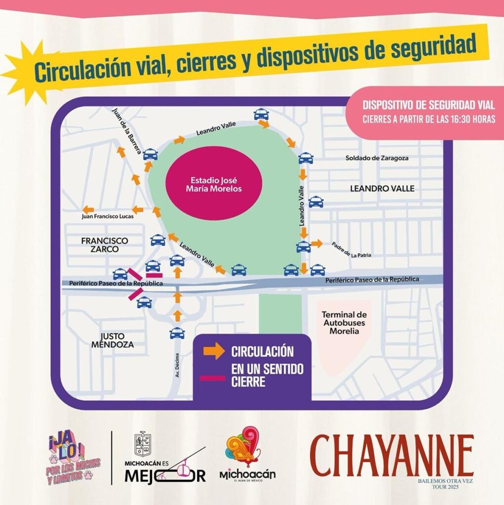 cierres vehiculares Morelia concierto Chayanne 1