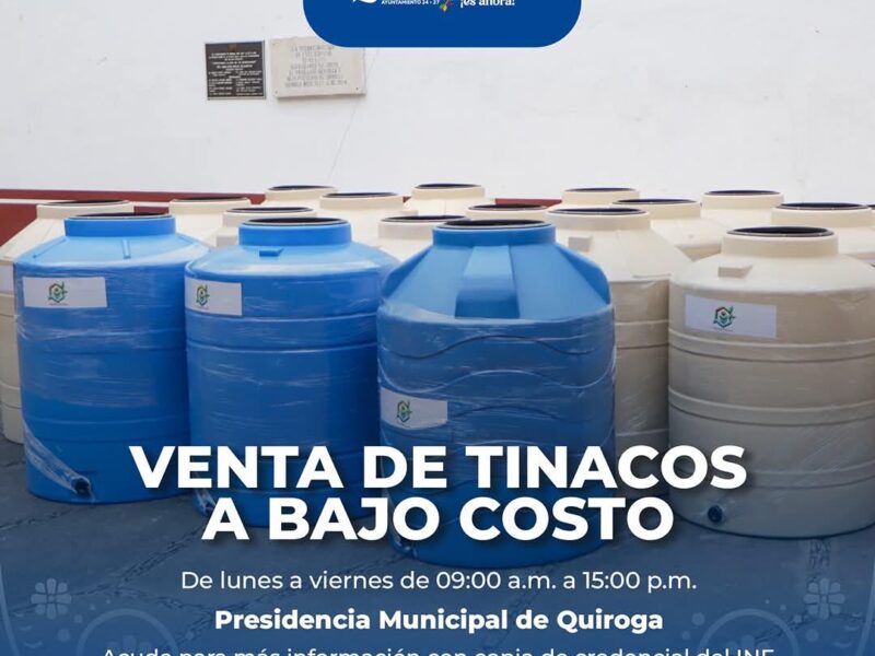 Gobierno municipal de Quiroga apoya a Familias con tinacos a bajo costo