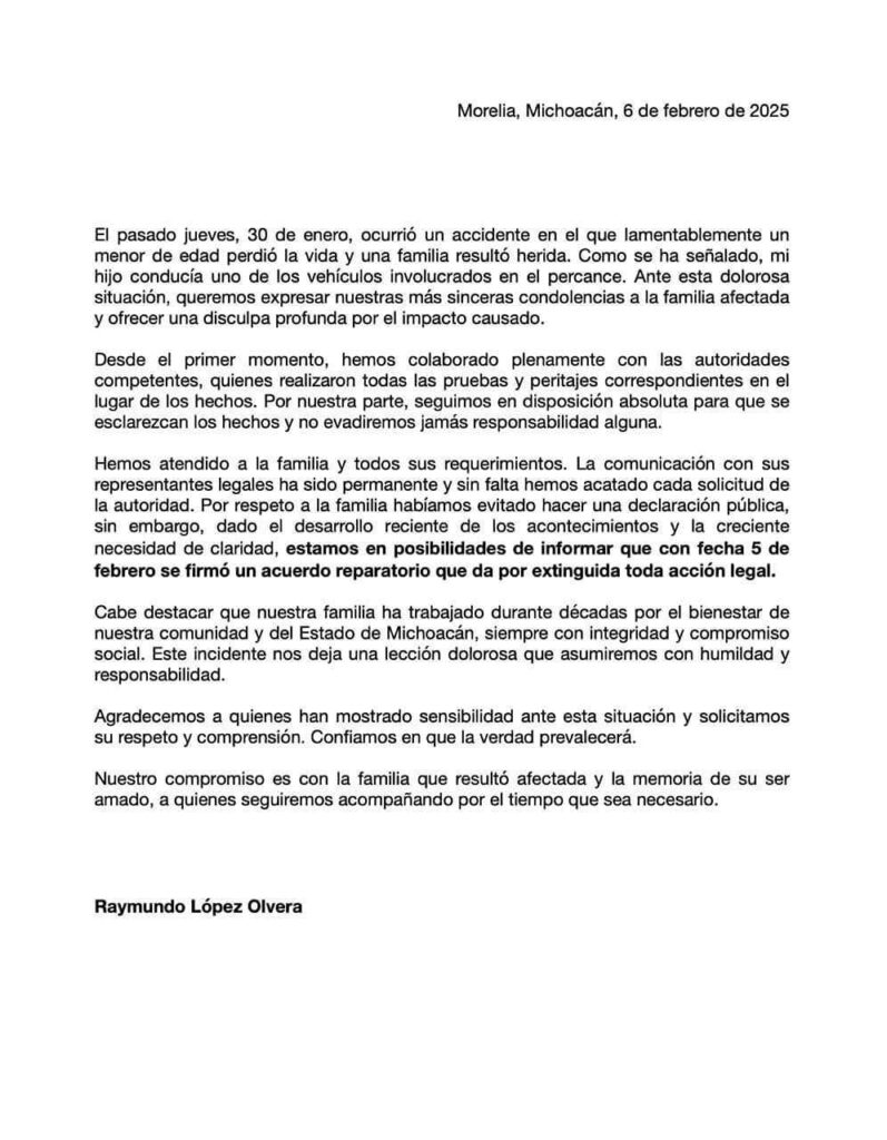 Hay reparación del daño a familia de Eduardo Abraham, y extinción de acción legal