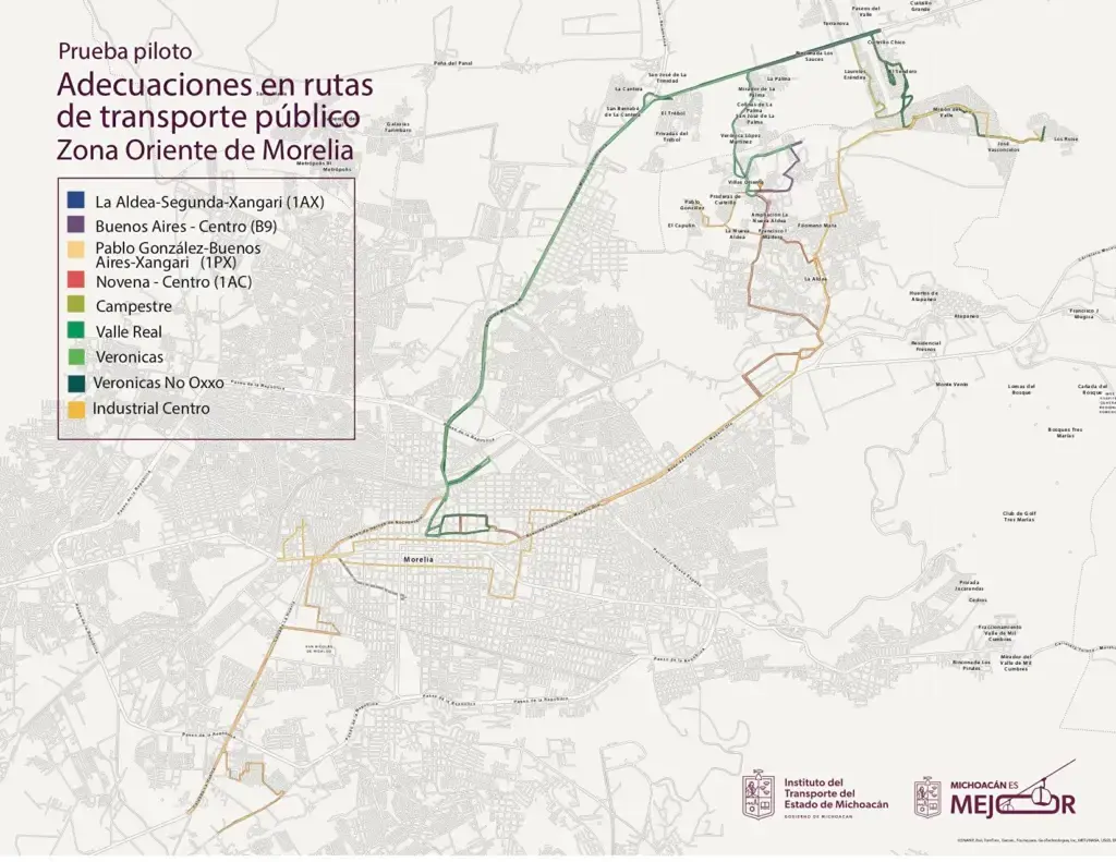 Morelia: Prueba piloto de rutas de transporte público en la zona Oriente