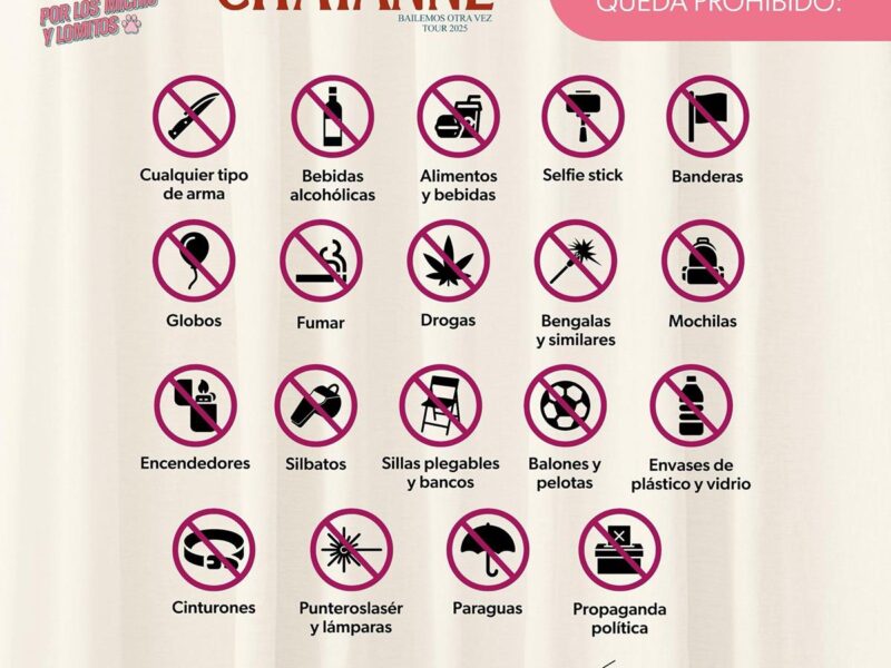 objetos prohibidos concierto Chayanne Morelia