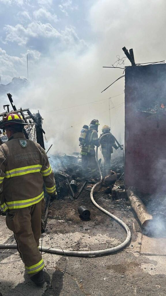 Bomberos estatales rescatan 3 caninos de un incendio de casa en Morelia-2