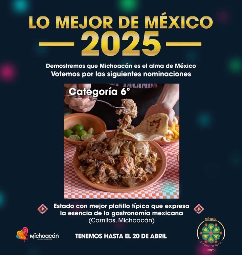 Carnitas michoacanas compiten por el título de mejor platillo típico