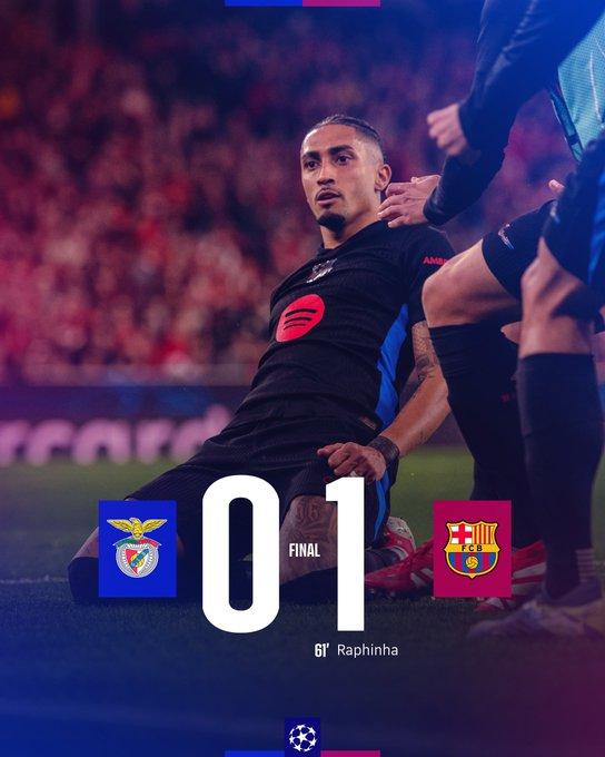 Con 10, Barcelona vence de visitante 1-0 al Benfica-2