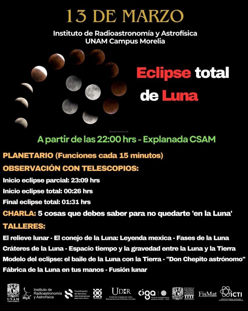 Eclipse Lunar en Morelia 2025: Telescopios, Planetario y más 2