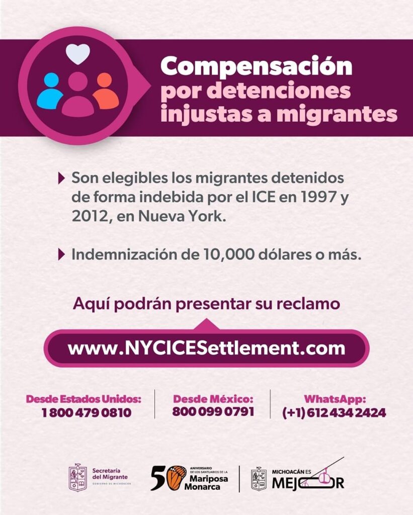 Información sobre compensaciones por detenciones injustas a migrantes