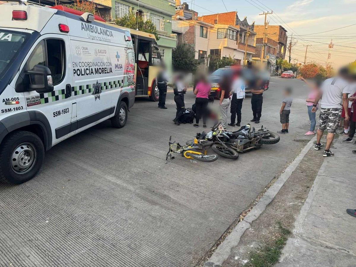 Niño ciclista es atropellado por motociclista de 12 años de edad, en Morelia